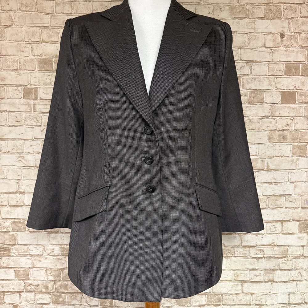 Armani Collezioni 3-Button Blazer Jacket Made in Italy Womens 16 Gray Brown